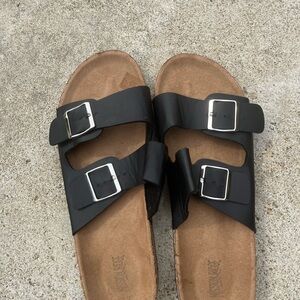Black Double Buckle Sandals